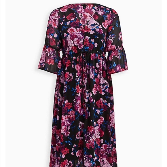 NWT Torrid 1X black chiffon floral maxi dress - Picture 4 of 10